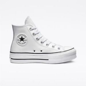 Chuck Taylor All Star Lift Platform Leather Sneakers - White & Black